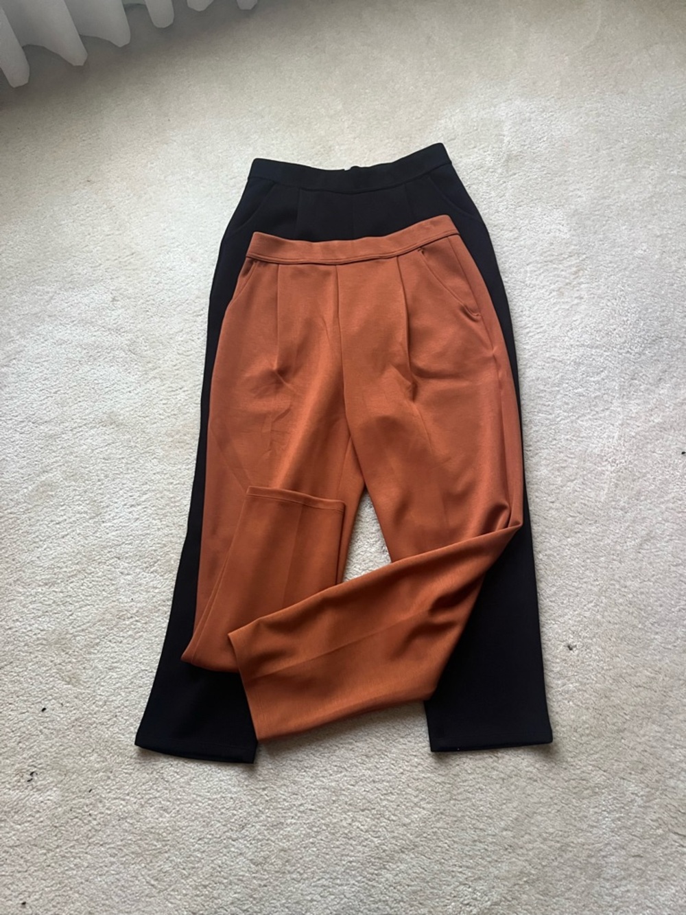 HALARA Two pair (one price!) of Straight Leg Trousers -one Rust and one black.